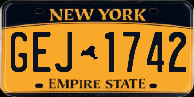 NY license plate GEJ1742