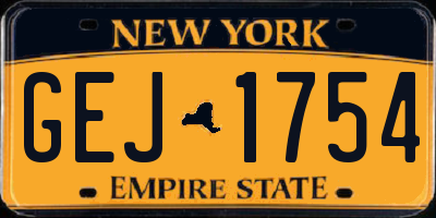 NY license plate GEJ1754