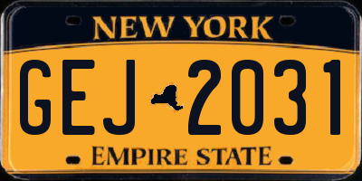 NY license plate GEJ2031
