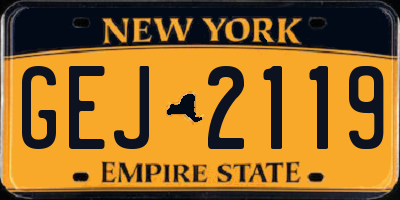 NY license plate GEJ2119