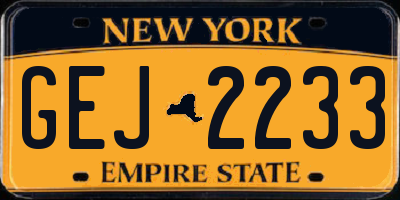 NY license plate GEJ2233