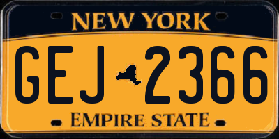 NY license plate GEJ2366