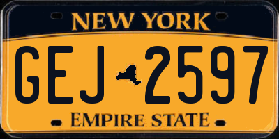 NY license plate GEJ2597