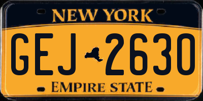 NY license plate GEJ2630