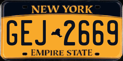 NY license plate GEJ2669