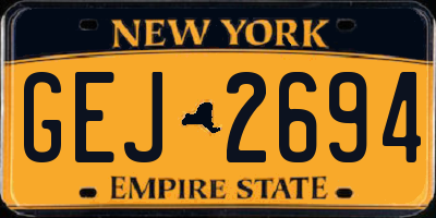 NY license plate GEJ2694
