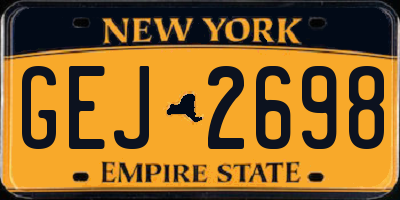 NY license plate GEJ2698