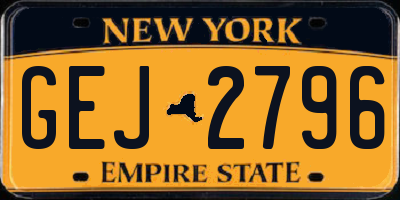 NY license plate GEJ2796