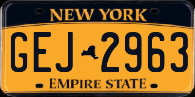 NY license plate GEJ2963