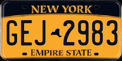 NY license plate GEJ2983