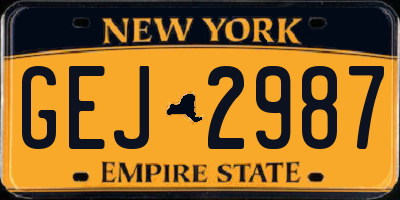NY license plate GEJ2987