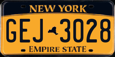 NY license plate GEJ3028