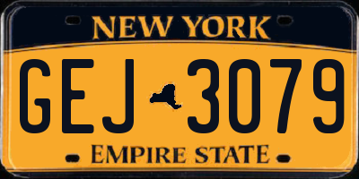 NY license plate GEJ3079