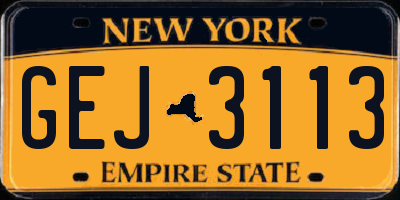 NY license plate GEJ3113