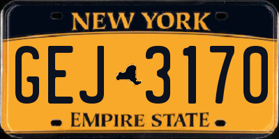 NY license plate GEJ3170