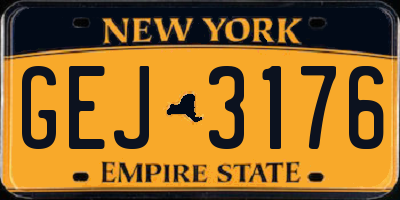 NY license plate GEJ3176