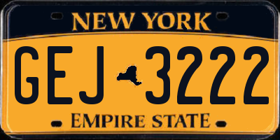 NY license plate GEJ3222