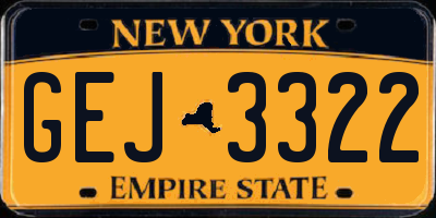 NY license plate GEJ3322