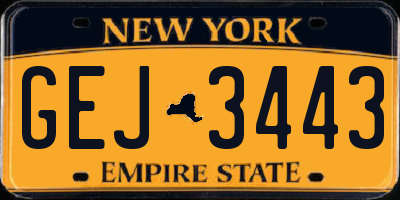 NY license plate GEJ3443
