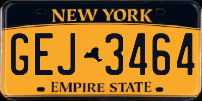 NY license plate GEJ3464