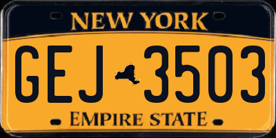 NY license plate GEJ3503