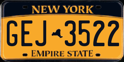 NY license plate GEJ3522