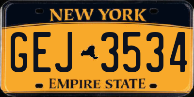 NY license plate GEJ3534