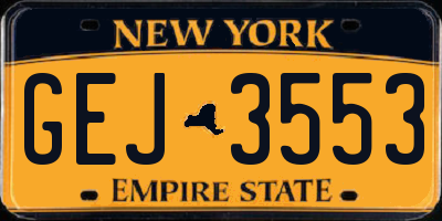 NY license plate GEJ3553