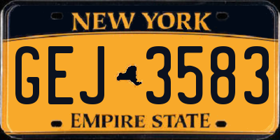 NY license plate GEJ3583
