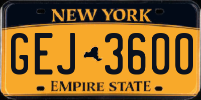 NY license plate GEJ3600