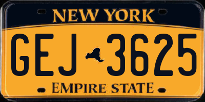 NY license plate GEJ3625
