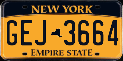 NY license plate GEJ3664