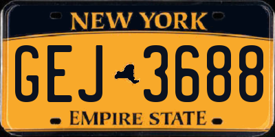 NY license plate GEJ3688