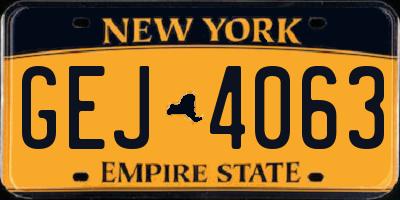 NY license plate GEJ4063
