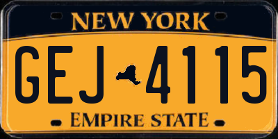 NY license plate GEJ4115
