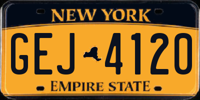 NY license plate GEJ4120