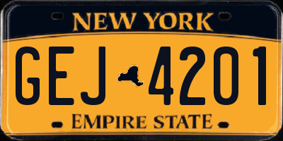NY license plate GEJ4201