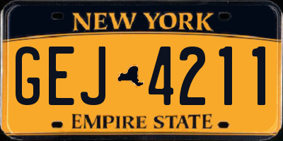 NY license plate GEJ4211