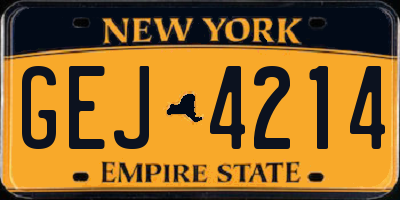 NY license plate GEJ4214