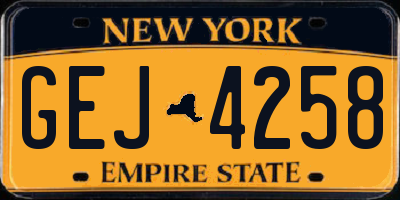 NY license plate GEJ4258