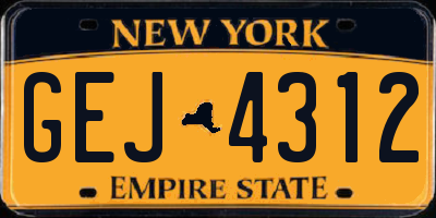 NY license plate GEJ4312