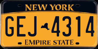 NY license plate GEJ4314