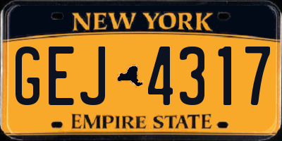 NY license plate GEJ4317