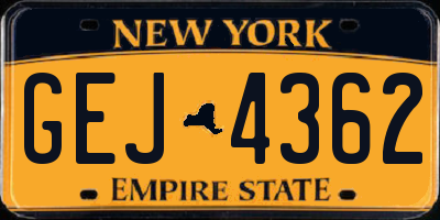 NY license plate GEJ4362