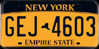 NY license plate GEJ4603