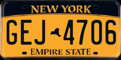 NY license plate GEJ4706