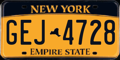 NY license plate GEJ4728