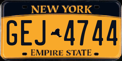 NY license plate GEJ4744