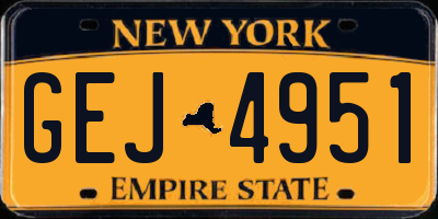 NY license plate GEJ4951