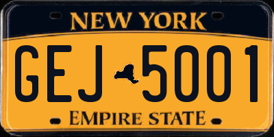 NY license plate GEJ5001